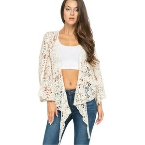 Raj Talia Floral Crochet Lace Kimono in Natural OS